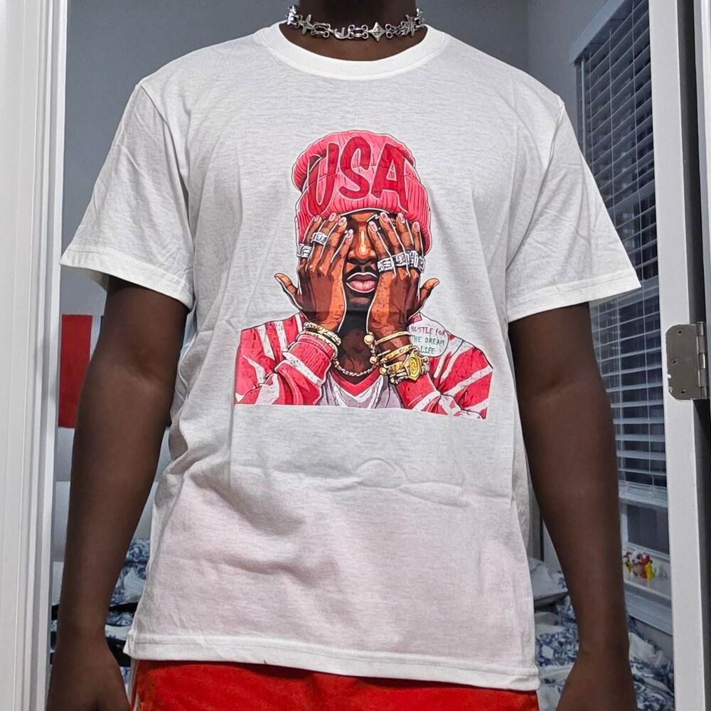 Big Sean USA Money Graphic White T-Shirt Y2K Hip Hop Streetwear Tee